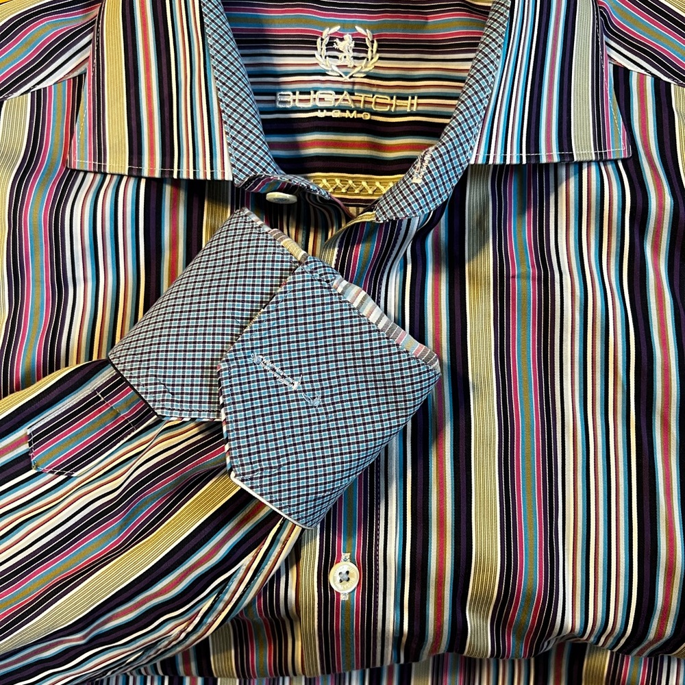 Bugatchi Men's Multicolor Striped Button Down Shirt